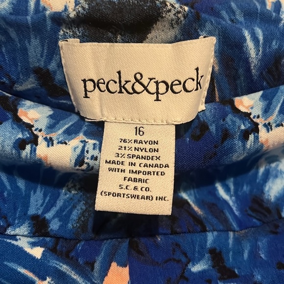 Peck & Peck Vibrant Blue White & Pink Patterned Fabric size 16 Gender reveal - Picture 4 of 7